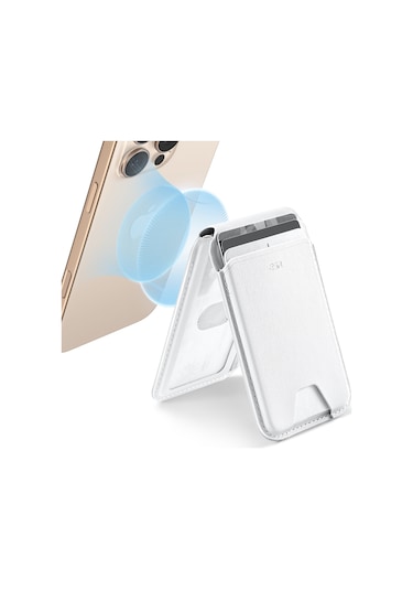 Halolock Magsafe Wallet Standlı Cüzdan Beyaz Beyaz