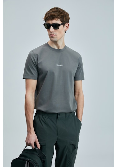 Lufian Erkek Marcus Modern Grafik T-shirt 111020235 Koyu Yeşil Koyu Yeşil