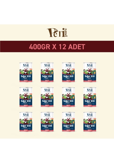 Sığır Etli Yaş Konserve Yavru Köpek Maması, Jöle İçinde Parça Etli, 400 Gr X 12 Adet