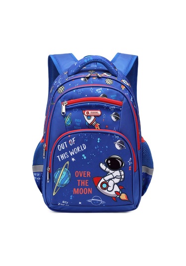 Relaxed Okul Çantası Çocuk 3.-6. Sınıf İlköğretim Okulu Çocuğu Büyük Kapasiteli Sırt Çantası Sırt Çantası Uzay Schoolbag-mavi