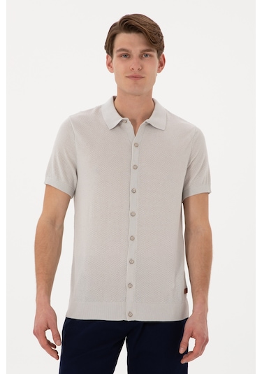 U.S. Polo Assn. Erkek Regular Fit Açık Gri Düğmeli Triko Tişört 50306455-VR001 U.S. Polo Assn. Erkek Regular Fit Açık Gri Düğmeli Triko Tişört 50306455-VR001