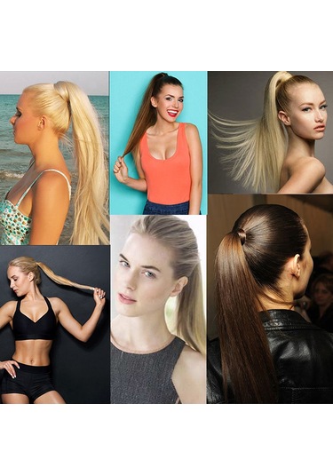 Cbtx 18m22 Görünmez Dikişsiz Bandaj Tarzı Peruk Uzun Düz Saç Peruk At Kuyruğu