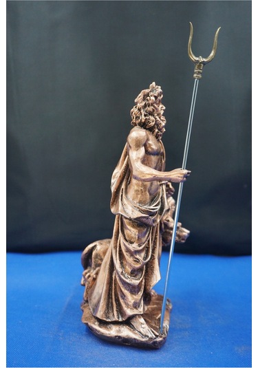 Hades Heykel Biblo Tasarım 25 Cm Mitolojik Obje Hediyelik Eşya Ev Dekor Bakır