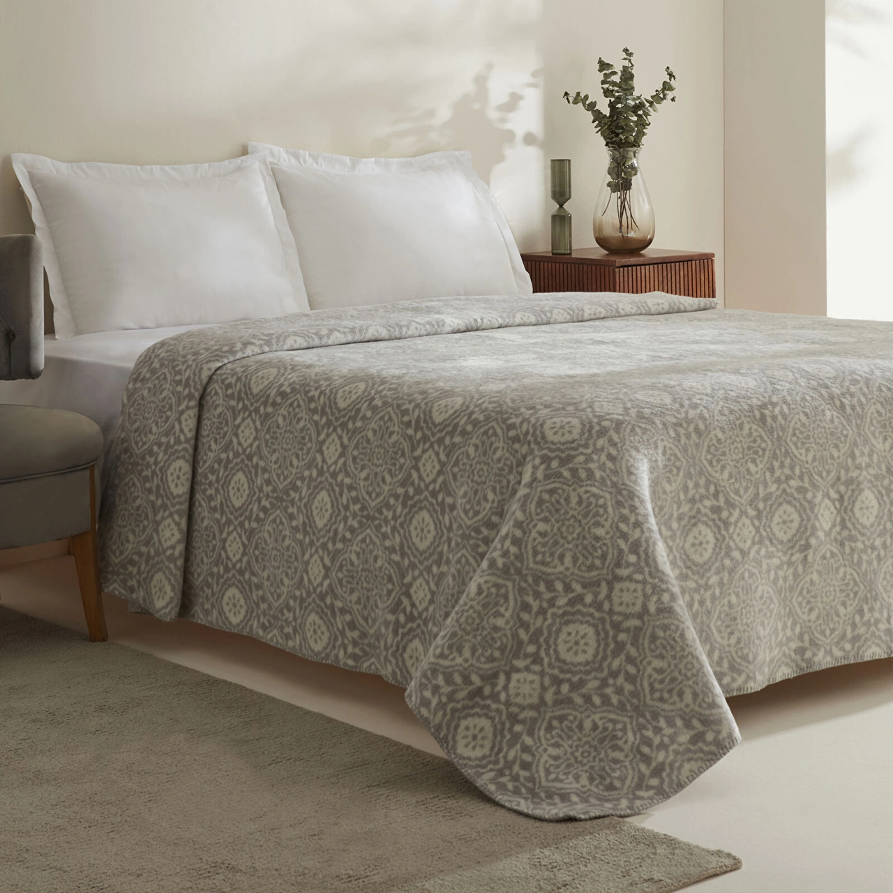 Karaca Home Ansel Çift Kişilik Akrilik Battaniye Açık Gri Gri