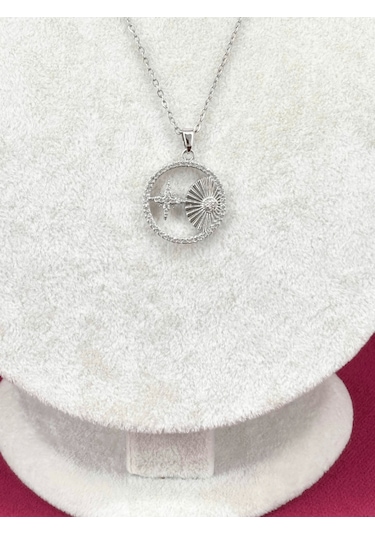 Yıldızlı Ve Taşlı Silver Kolye Silver