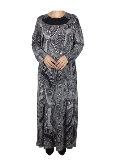 Anne Desenli Kulplu Elbise Anne3 Siyah