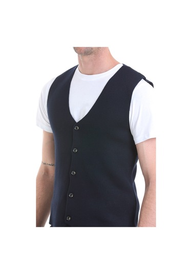 Hatemoğlu Regular Fit Düz V Yaka Triko Yelek 34171023a002 005 - Lacivert