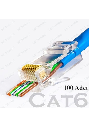 Ez Rj45 Cat6 Yeni Nesil Delikli Jack Konnektör 100 Adet