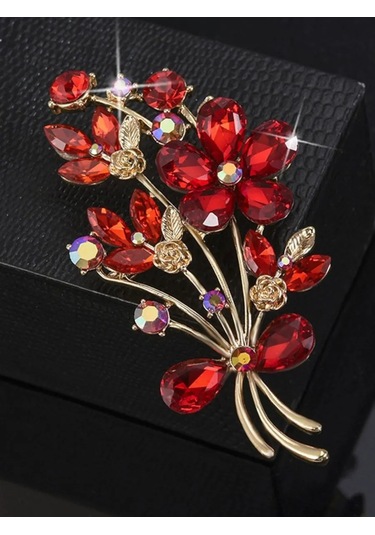 Fashion Jewelry Çiçek Buketi Broş 359376287 Kırmızı