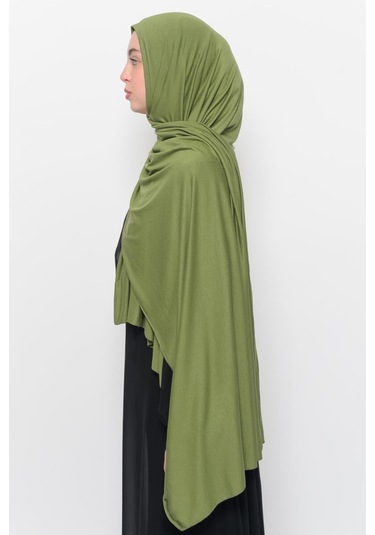 Hazır Pratik Geçmeli Lüks Düz Penye Şal Çapraz Hizalı Fıstık Yeşili