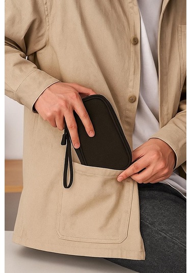 Geniş Kapasite Organizer Organiser Kablo Ssd Telefon Elektronik Düzenleyici Çanta Su Geçirmez Siyah