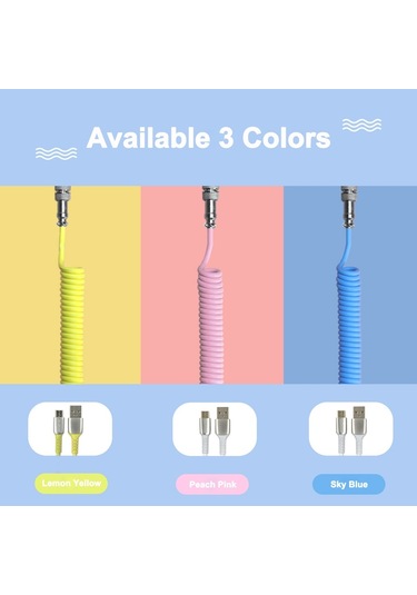 Sones Ajazz Al60 Usb - Type-c/usb-c Klavye Uzatma Hattı Tek Delikli Konnektör, Kablo Uzunluğu: 2,3 M Şeftali Pembesi