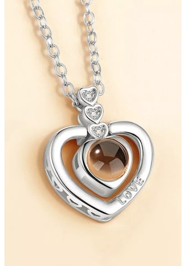 100 Dilde Seni Seviyorum Kalpli 925 Ayar Gümüş Kolye Wsn230