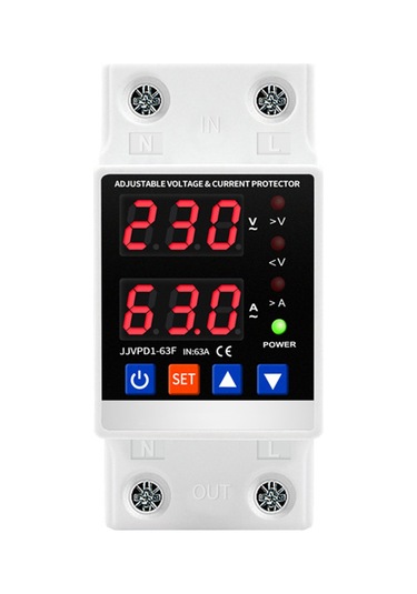 Yunboo Ev Salonu Akıllı Akım-voltaj Koruyucu 63a Beyaz, Otomatik Yeniden Başlatma, Aşırı Akım-aşırı Gerilim Koruması, Jjvpd1