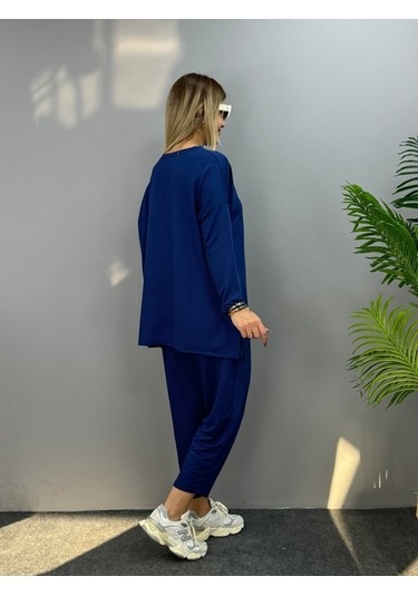 The İstanbul Kadın Iki Iplik Viskon Pamuk Kumaş Arma Detaylı Ikili Takım Lacivert
