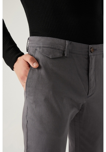 Twn Slim Fit Antrasit Armürlü Chino Pantolon 6ecc3s208232m