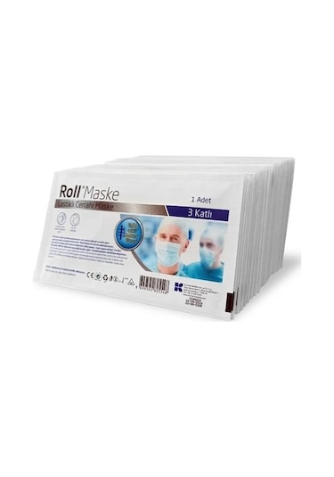 Roll Maske 3 Katlı, Tek Tek Paketli, 20 Adet