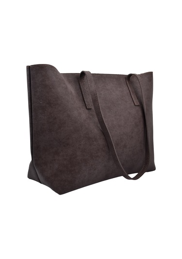 Kadın Büyük Boy Süet El Ve Omuz Çantası - Acı Kahve Acı Kahverengi