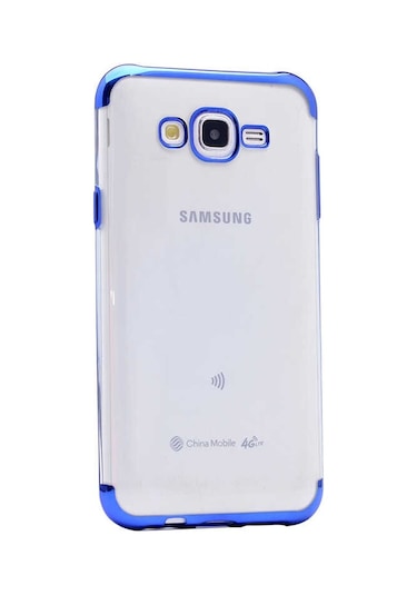 Galaxy J7 Kılıf İnce Köşeleri Renkli Şeffaf Silikon