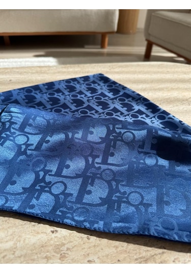 Gesshop Kadın D Desen Şal Jakar Şal Mavi