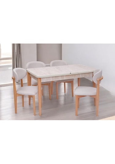 Norte Traverten Boyalı Mdf Mutfak Masa Takımı 80x130
