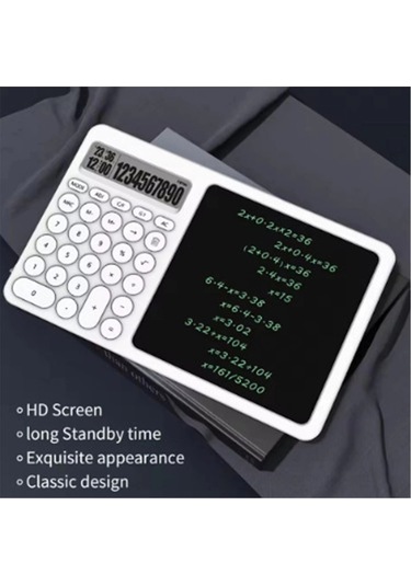 Çok Amaçlı Digital Hesap Makinesi Lcd Ekran Yazma Tableti Ofis Okul İçin Silinebilir El Yazısı Not D Beyaz
