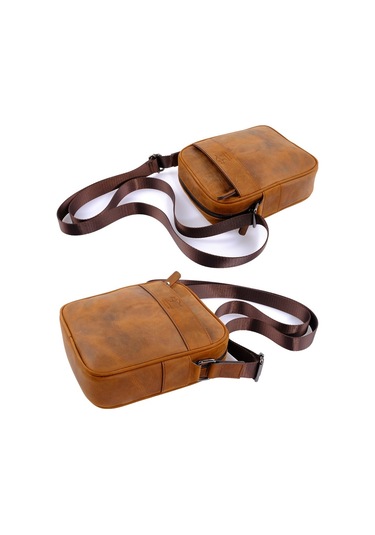 Erkek Hakiki Açık Taba Deri Postacı Çanta Kangaroo K 8875-Zat