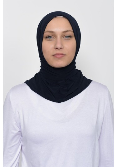 Çıtçıtlı Hazır Eşarp Hijap Lacivert