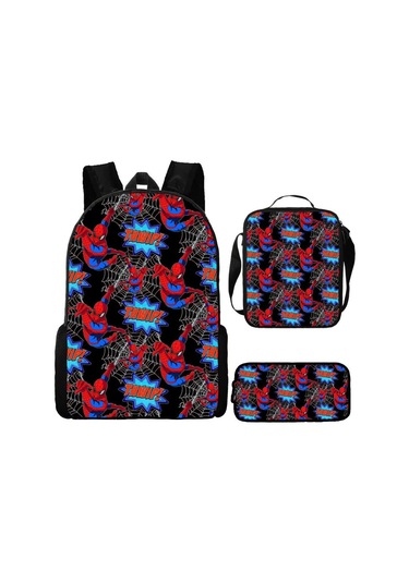 Örümcek Adam Yeni Sırt Çantası Büyük Kapasiteli Öğrenci Kişilik Okul Çantası Üç Parça Seti Stil 17