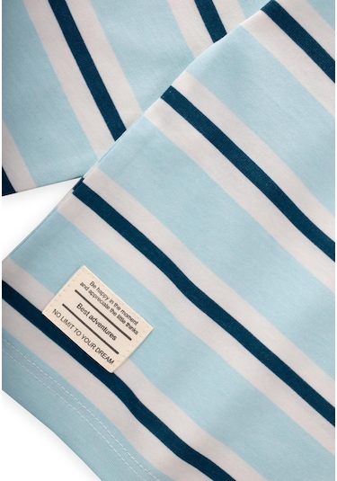 Çizgili Uzun Kollu T-shırt Takım 2-12 Yaş Turkuaz Lacivert Çizgili Turkuaz