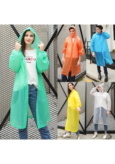 Sones Tek Kullanımlık Peva Çevre Şeffaf Yağmurluk Açık Hava Yürüyüşü Siyam Yağmurluğu Turuncu