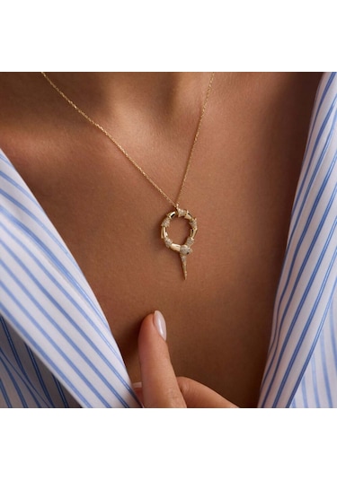 Sembolgold Yılan Kolye Özel Tasarım 3.0 Cm Uc 45 Cm Zincir T14385 Renkli