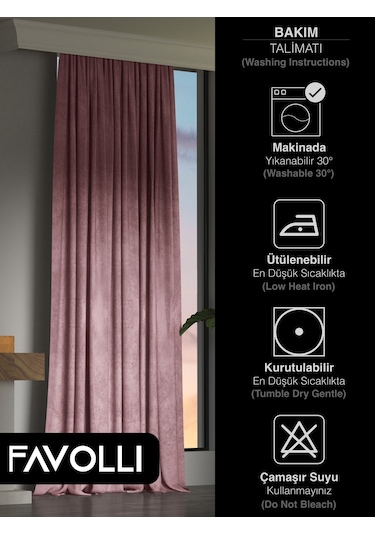 Kadife Dokulu Lavanta Pembesi Rengi Ada Fon Perde Ekstrafor Büzgülü Dream Series Lavant Pembesi