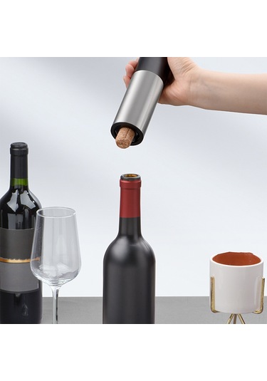 Wezone Siyah Elektrikli Şarap Açıcı Seti - Type-c Şarjlı, Yüksek Yoğunluklu Dişli, Otomatik Foil Kırıcı İçeren Wine Opener Takımı Siyah