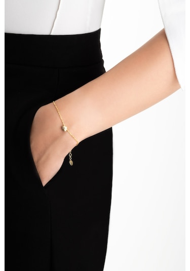 Little Love 18 Ayar Sarı Altın Kaplama 19 Cm Gümüş Bileklik Sarı