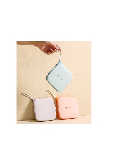 Skycity Maske Saklama Kutusu 3'lü Set - Pp Plastik, Taşınabilir, Hafif, Farklı Renkler Mavi, Turuncu, Gri Gök Mavisi