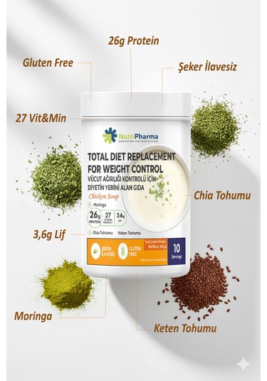 Whey Proteinli Diyet Tavuk Çorbası Yüksek Proteinli Çorba Öğün Tozu, 600g