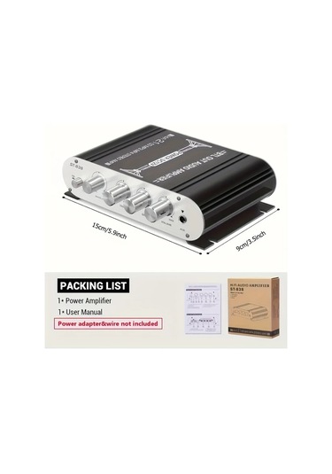 Hightower Siyah 2.1 Kanallı Ses Güç Amplifikatörü, 20wx2+40w Rms, D Sınıfı Dijital Subwoofer Çıkışlı