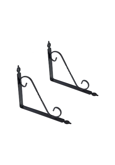 24 Adet Ferforje 19 x 25 cm Dekoratif Raf Altı Ayağı Konsol Siyah