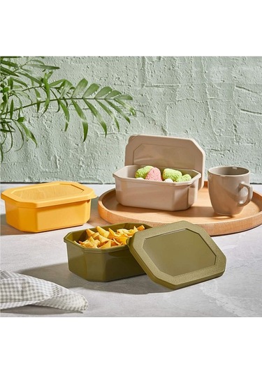 Moncase Dikdörtgen Saklama Kabı 3'lü Set Renkli