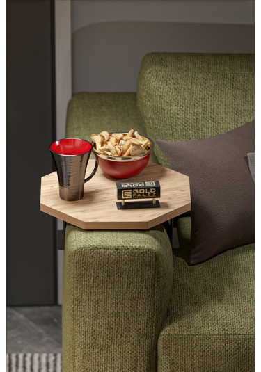 İkili Yan Sehpa Ayarlanabilir Tepsi Sekizgen Atlantik Çam