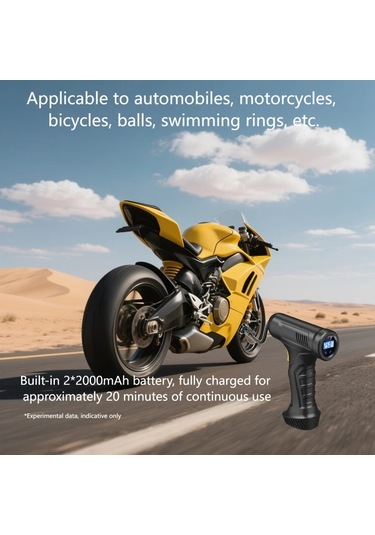 Xuweiwei Kablosuz Taşınabilir Hava Kompresörü 150psı Usb C Şarj Lityum Pil Otomatik Durma Dijital Ekran Araba Motosiklet Bisiklet Lastik Şişirici