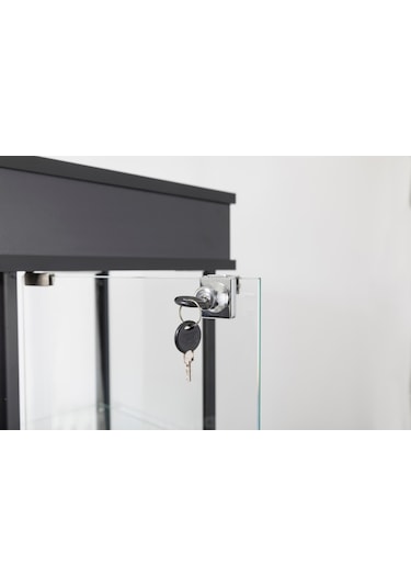 40x40x175, Spot Aydınlatmalı Camlı Dolap, Cam Vitrin (527858110) Siyah