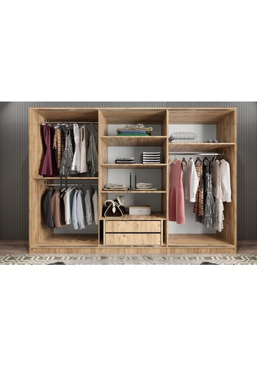 Vino Sürgü Kapaklı Dolap Gardırop Çambeyaz 240cm