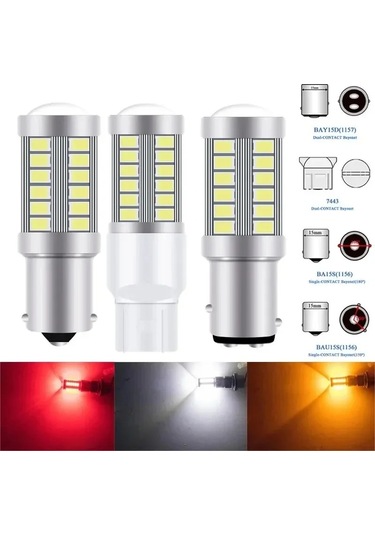 2 Py21w P21 5w 1156 Ba15s 1157 Bay15d 33 Smd Led Araba Flaş Fren Ampulü White 1156 Ba15s P21w 1 Piece Set
