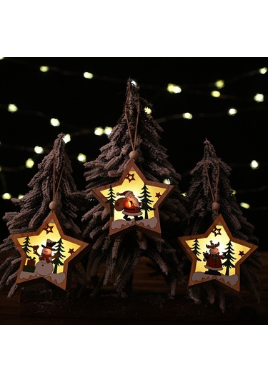 Monyee Led Işıklı Ahşap Yıldız Asağı - Ev Dekorasyonu, Yumuşak Işık, Pratik Ve Yenilikçi Tasarım