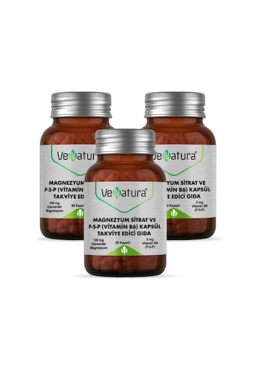 Venatura Magnezyum Sitrat ve P-5-P Vitamin B6 90 Kapsül 3 Adet