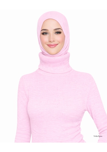 Trikonova Balıkçı Yaka Parmak Detaylı Pembe