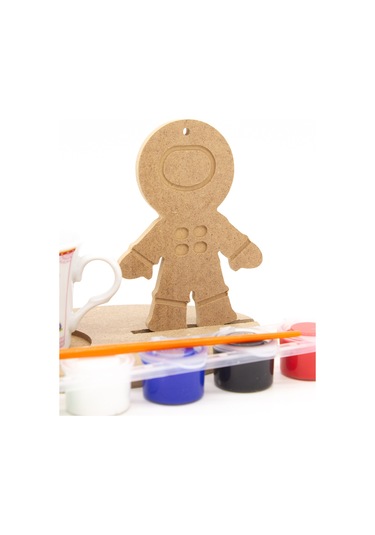 Na Neşeli Ahşap Uzay Temalı Ahşap Bardak Altı, Mumluk Ve Dekor Seti - Kahve Sunmu , Süs, Ahşap Boyama Model Bardakaltıastronotboyalı