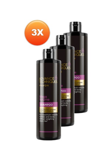 Avon Advance Techniques Mega Volume Hacim Veren Şampuan 400 Ml. Üçlü Set